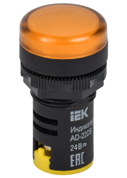 Лампа AD22DS(LED)матрица d=22мм желтый 24В AC/DC IEK