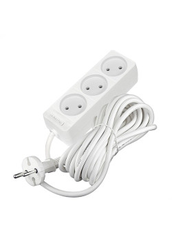 Удлинитель 3х5м без заземл. 10А IP20 2.2кВт ПВС 2х0.75 бел. DOMTOK 2372