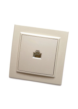 Розетка компьютерная 1-местная, STEKKER, PST00-9007-02, RJ-45, серия Эрна, слоновая кость