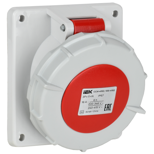 Розетка встраиваемая ССИ-4152 16А-6ч/380В 3P+PE+N IP67 IEK