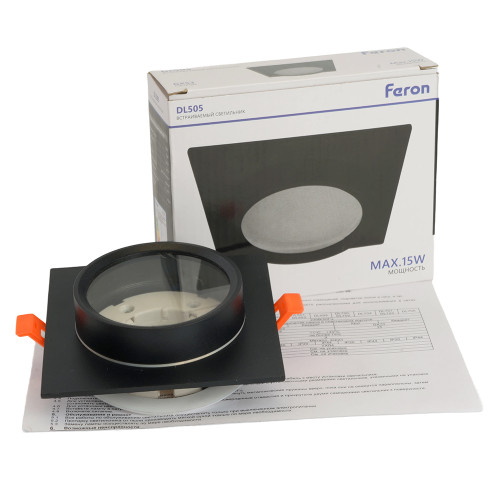 Светильник встраиваемый Feron DL505 потолочный GX53 черный квадрат IP44