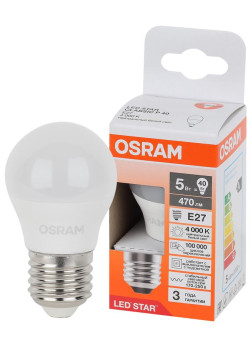Лампа светодиодная LED Star 5Вт шар 4000К E27 470лм (замена 40Вт) OSRAM 4058075696266