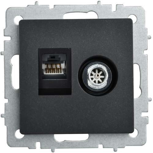 BRITE Розетка двойная TV+RJ45 кат.5E РТВ/РК12-БрЧ черный IEK BRITE Розетка двойная TV+RJ45 кат.5E РТВ/РК12-БрЧ черный IEK