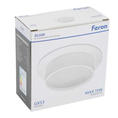 Светильник встраиваемый Feron DL500 потолочный GX53 белый круг