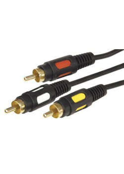 Шнур 3RCA Plug - 3RCA Plug 3м (GOLD) (уп.10шт) Rexant17-0214