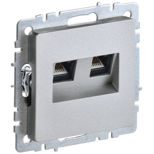 BRITE Розетка компьютерная двойная RJ45 кат.5E РК10-2-БрА алюминий IEK