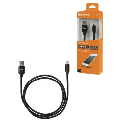 Дата-кабель, ДК 9, USB - Lightning, 1 м, тканевая оплетка, черный, TDM