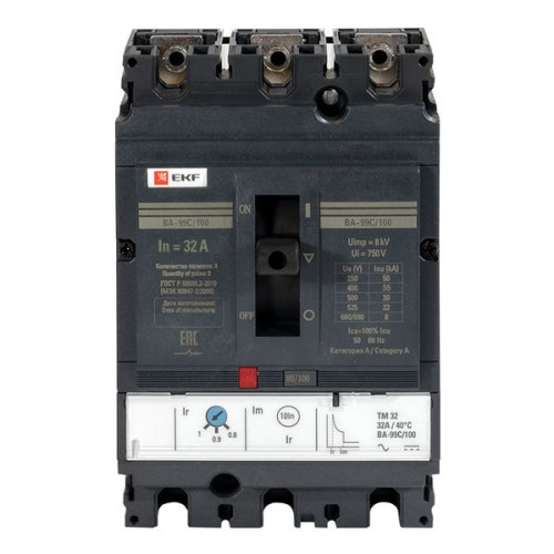 ВА-99C 100/32А 3P 35кА с термомагнитным расцепителем EKF ВА-99C 100/32А 3P 35кА с термомагнитным расцепителем EKF