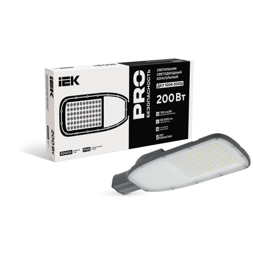 Светильник светодиодный консольный ДКУ 1004-200Ш 5000К IP65 серый IEK