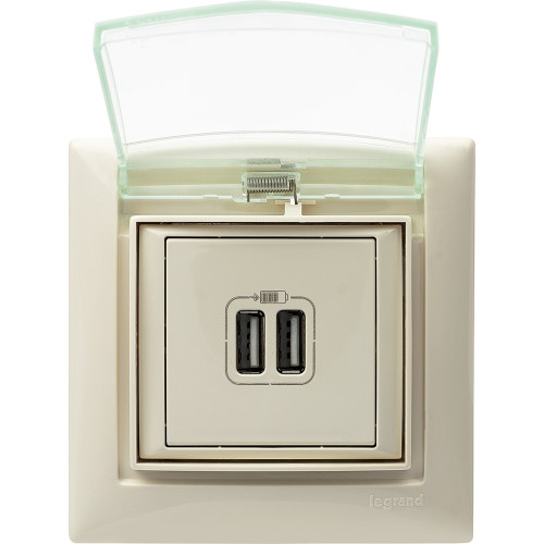 VALENA Розетка USB A + A 15Вт слоновая кость VALENA Розетка USB A + A 15Вт слоновая кость