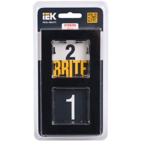 BRITE Рамка 2 -местная РУ-2-2-БрЧ стекло черный IEK