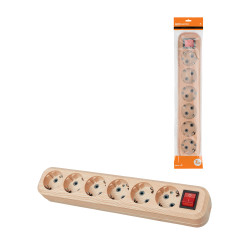Колодка розеточная 6 гнезд 2П+3 с выключателем16А 250В 