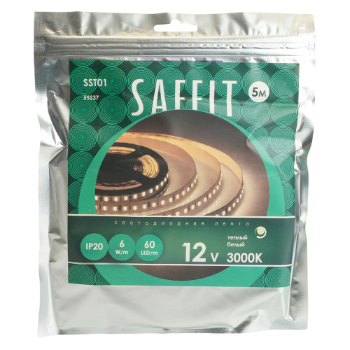 Лента светодиодная SST01 SAFFIT 60SMD(2835)/m 6Вт/м 12V 5000*8*1.22мм 3000K, IP20 Лента светодиодная SST01 SAFFIT 60SMD(2835)/m 6Вт/м 12V 5000*8*1.22мм 3000K, IP20
