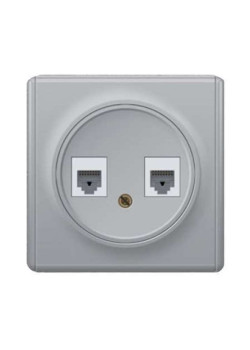 Розетка компьютерная + телефонная 2-м СП Florence RJ45 + RJ11 кат.5E механизм сер. (1E20801302) OneKeyElectro 2172840