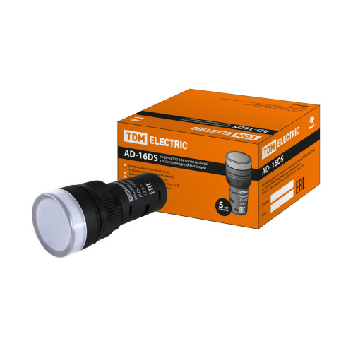 Лампа AD-16DS(LED)матрица d16мм белый 12В AC/DC TDM