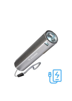Фонарь аккумуляторный ручной LED 1Вт линза аккум. Li-ion 18650 1.2А.ч Power-bank USB-шнур ABS-пластик КОСМОС KOS116Lit