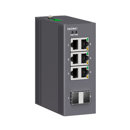 Промышленный неуправляемый коммутатор, 2×100Base-X, SFP слотов: 6×10/100Base-T(X) портов RJ45,  12-48В DC/18-30В AC, с резервированием