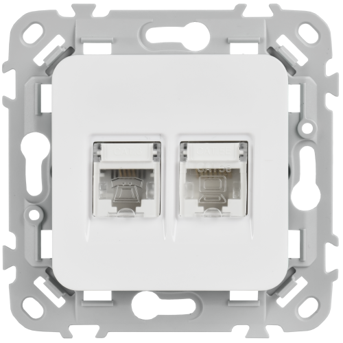 FLITE Розетка 2-местная RJ45/RJ11 категория 5Е/3 UTP РКТ5е/3-2-0-ФлБ белый IEK