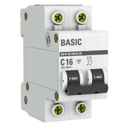 Авт. выкл. ВА 47-29 2P 16А (C) 4,5кА BASIC
