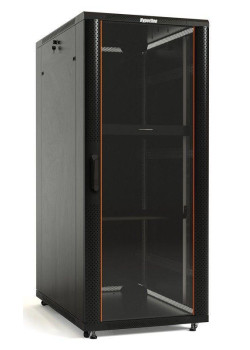 Шкаф напольный TTB-4268-AS 19дюйм 42U 2055х600х800мм перед. стекл. дверь со стальн. перф. боковинами задн. дверь сплошная ручка с замком крыша нового типа черн. (RAL 9004) Hyperline 392682
