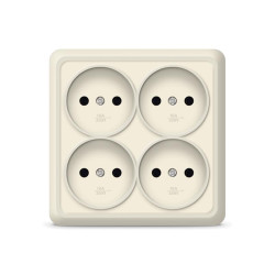 Розетка 4-м ОП Олимп 16А IP20 квадрат. без заземл. сл. кость UNIVersal 1170