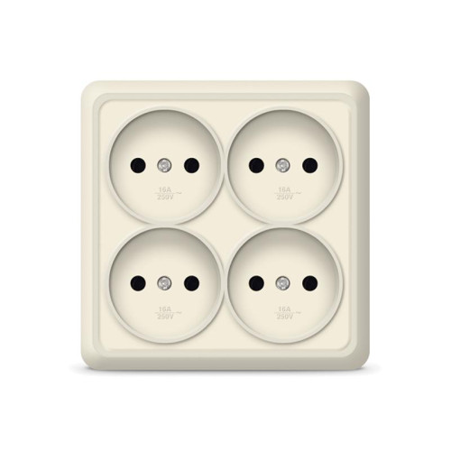 Розетка 4-м ОП Олимп 16А IP20 квадрат. без заземл. сл. кость UNIVersal 1170