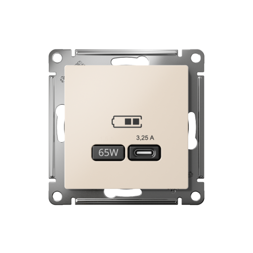 ATLASDESIGN USB РОЗЕТКА тип-С 65Вт высокоскор.заряд. QC, PD, механизм, БЕЖЕВЫЙ ATLASDESIGN USB РОЗЕТКА тип-С 65Вт высокоскор.заряд. QC, PD, механизм, БЕЖЕВЫЙ