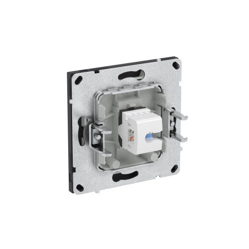 Компьютерная розетка RJ-45 без шторки, кат.6А одинарная,KANT, черный уголь