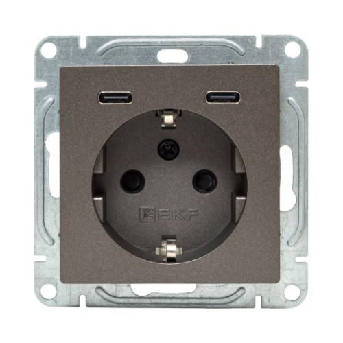Механизм роз., с USB-C - 2шт, 16А, с.з., с.ш., мокко., Эпика EKF Механизм роз., с USB-C - 2шт, 16А, с.з., с.ш., мокко., Эпика EKF
