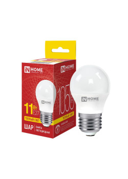 Лампа светодиодная LED-ШАР-VC 11Вт шар 3000К тепл. бел. E27 1050лм 230В IN HOME 4690612020600