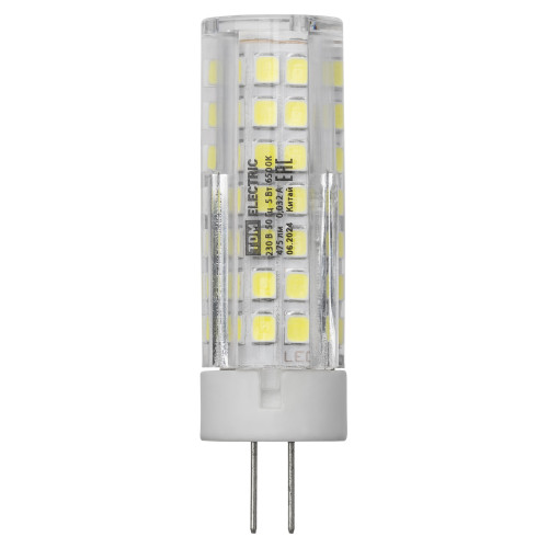 Лампа светодиодная G4-5 Вт-230 В-6500 К, SMD, 16x55 мм TDM Лампа светодиодная G4-5 Вт-230 В-6500 К, SMD, 16x55 мм TDM