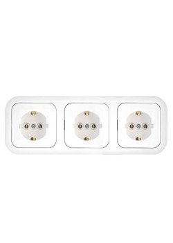 Розетка 3-м СП 16А IP20 с заземл. бел. Bylectrica РС16-353