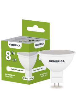 Лампа светодиодная MR16 софит 8Вт 230В 4000К GU5.3 GENERICA
