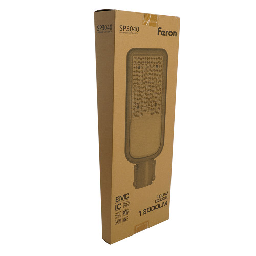 Светодиодный уличный консольный светильник Feron SP3040 100W 5000K 230V, серый Светодиодный уличный консольный светильник Feron SP3040 100W 5000K 230V, серый