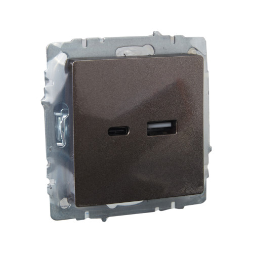 BRITE Розетка USB A+C 18Вт РЮ11-1-БрТБ темная бронза IEK BRITE Розетка USB A+C 18Вт РЮ11-1-БрТБ темная бронза IEK
