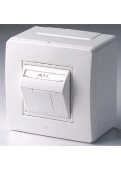 Коробка в сборе с 1 розеткой RJ45, кат.5е (телефон / компьютер), белая