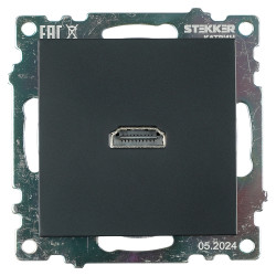 Розетка HDMI 2.1, Type A  (механизм), STEKKER GLS00-7118-05, серия Катрин, черный