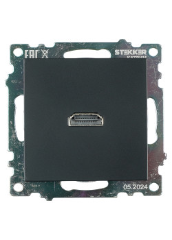 Розетка HDMI 2.1, Type A  (механизм), STEKKER GLS00-7118-05, серия Катрин, черный