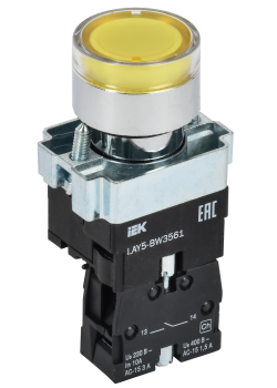 Кнопка управления LAY5-BW3561 с подсветкой желтый 1NO IEK