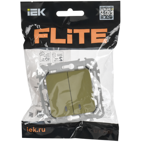 FLITE Выключатель 2-клавишный с индикацией 10А ВС12-1-1-ФлО оливковый IEK FLITE Выключатель 2-клавишный с индикацией 10А ВС12-1-1-ФлО оливковый IEK