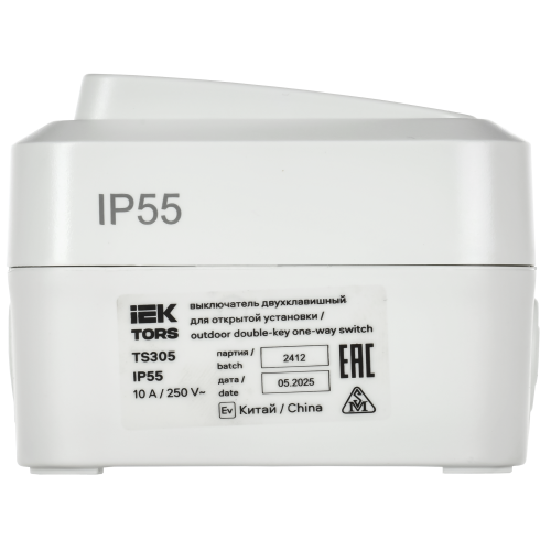 TORS Выключатель двухклавишный 10А IP55 TS305 белый IEK TORS Выключатель двухклавишный 10А IP55 TS305 белый IEK