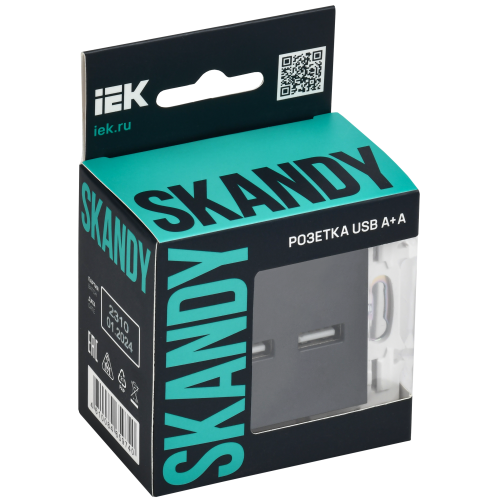SKANDY Розетка USB A+A 3,1А SK-R15G графит IEK SKANDY Розетка USB A+A 3,1А SK-R15G графит IEK
