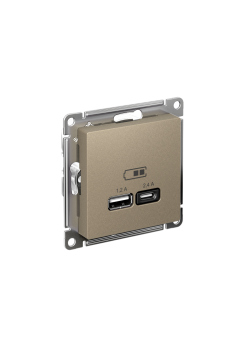ATLASDESIGN USB РОЗЕТКА А+С, 5В/2,4А, 2х5В/1,2А, механизм, ШАМПАНЬ