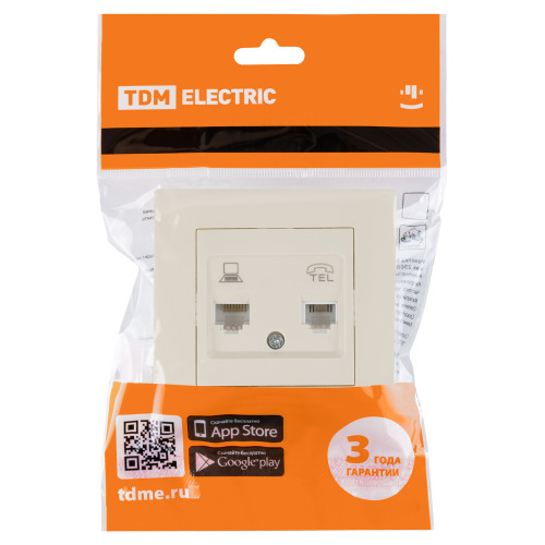 Розетка телефонная RJ11 + компьютерная RJ45 сл. кость Розетка телефонная RJ11 + компьютерная RJ45 сл. кость