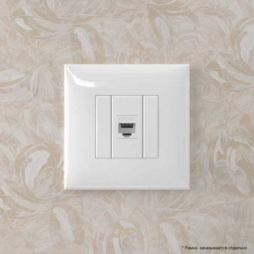 Компьютерная розетка RJ-45 без шторки в стену, кат.6A одинарная, Avanti, белое облако Компьютерная розетка RJ-45 без шторки в стену, кат.6A одинарная, Avanti, белое облако