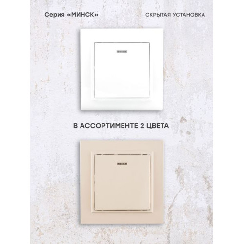 Минск Выключатель 1-кл. СП, с индикатором 10А, белый EKF Минск Выключатель 1-кл. СП, с индикатором 10А, белый EKF