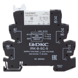 Реле интерфейсное, 1CO, ком. ток 6А, AgSnO2, напряжение 230V AC/DC, винтовые клеммы.