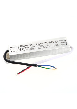 Трансформатор электронный для светодиодной ленты 60W 12V IP67 (драйвер), LB007 FERON