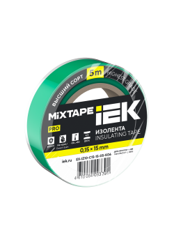 MIXTAPE PRO Изолента 0,15х15мм зеленая 5м IEK