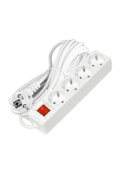 Удлинитель 4х5м с заземл. 10А IP20 2.2кВт ПВС 3х1 с выкл. бел. Союз 2791